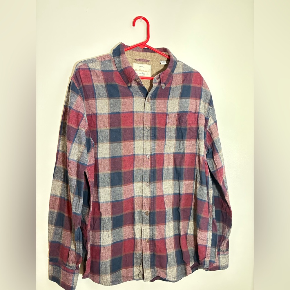 Wrangler Red and Blue Plaid Casual Shirt